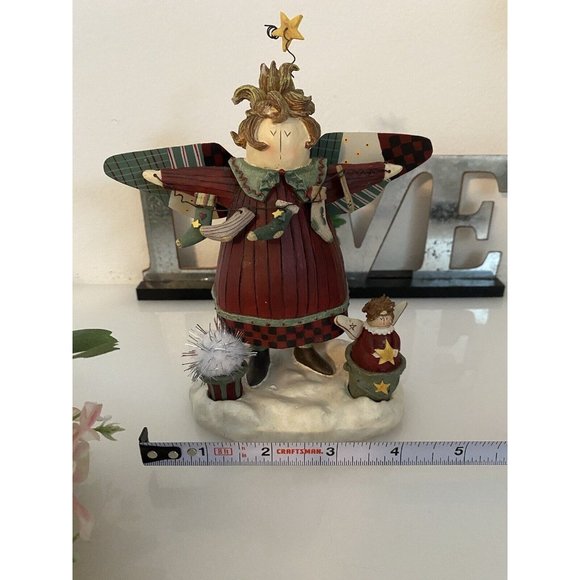Vintage Henton International Christmas Angel Figurine Numbered Detailed W Star - Picture 16 of 16